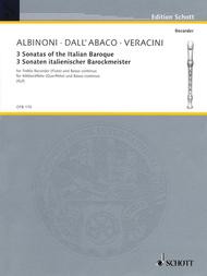 3 Sonatas of the Italian Baroque for Treble Recorder (Flute) and Basso Continuo - Song Book