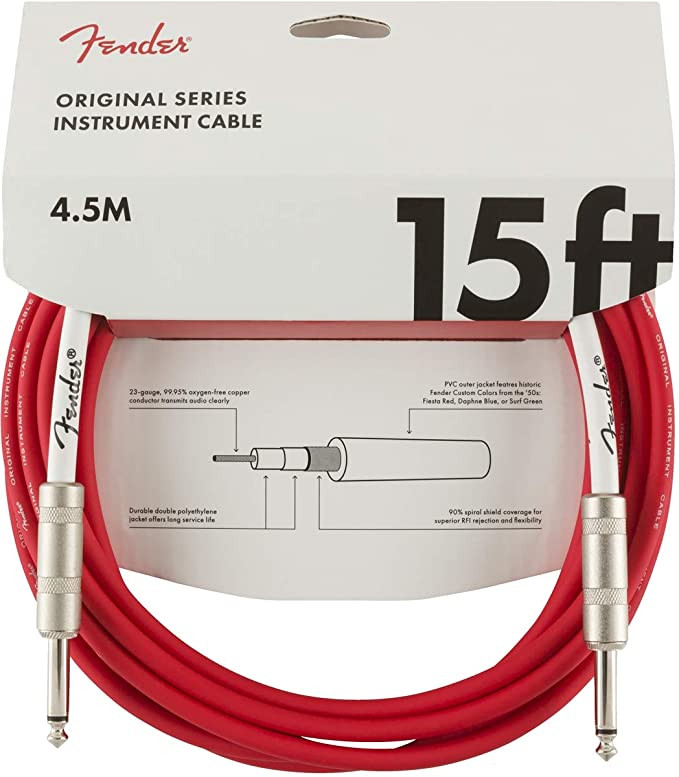 Fender 0990515010 Original Series Instrument Cable 15' Fiesta Red