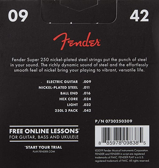 Fender 250L Electric Strings 3 Pack