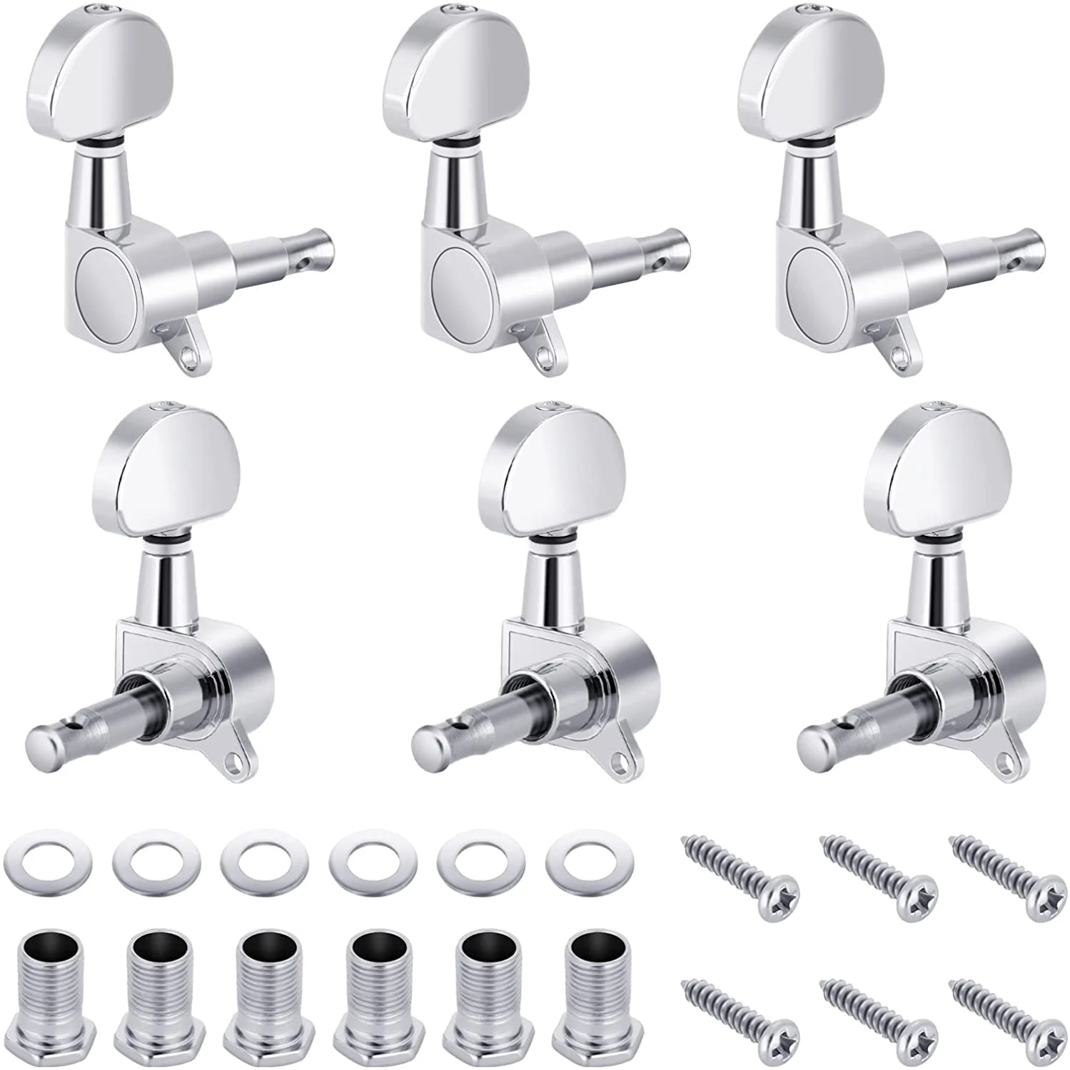 Urban Infotech 6 Pcs Acoustic Guitar String Tuning Pegs Machine Heads - Chrome