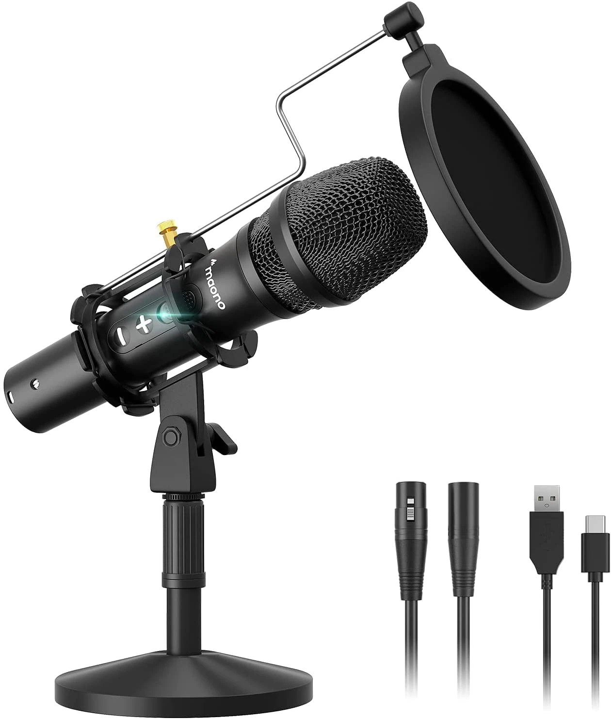 Maono AU-HD300T USB/XLR Dynamic Microphone Set - Black