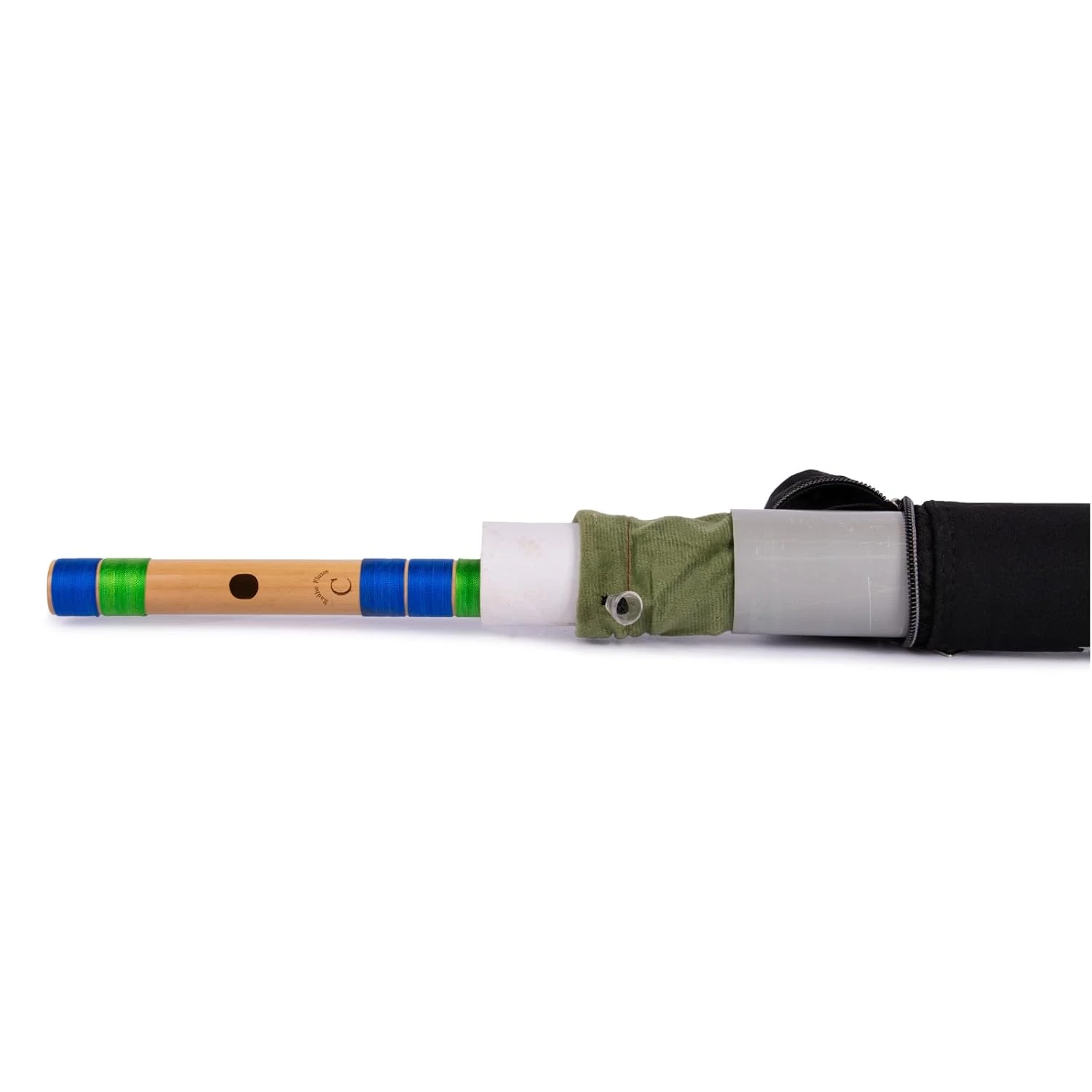 Radhe Flutes Professional Bamboo C Natural Middle Octave Bansuri - Right Handed (Blue & Green)