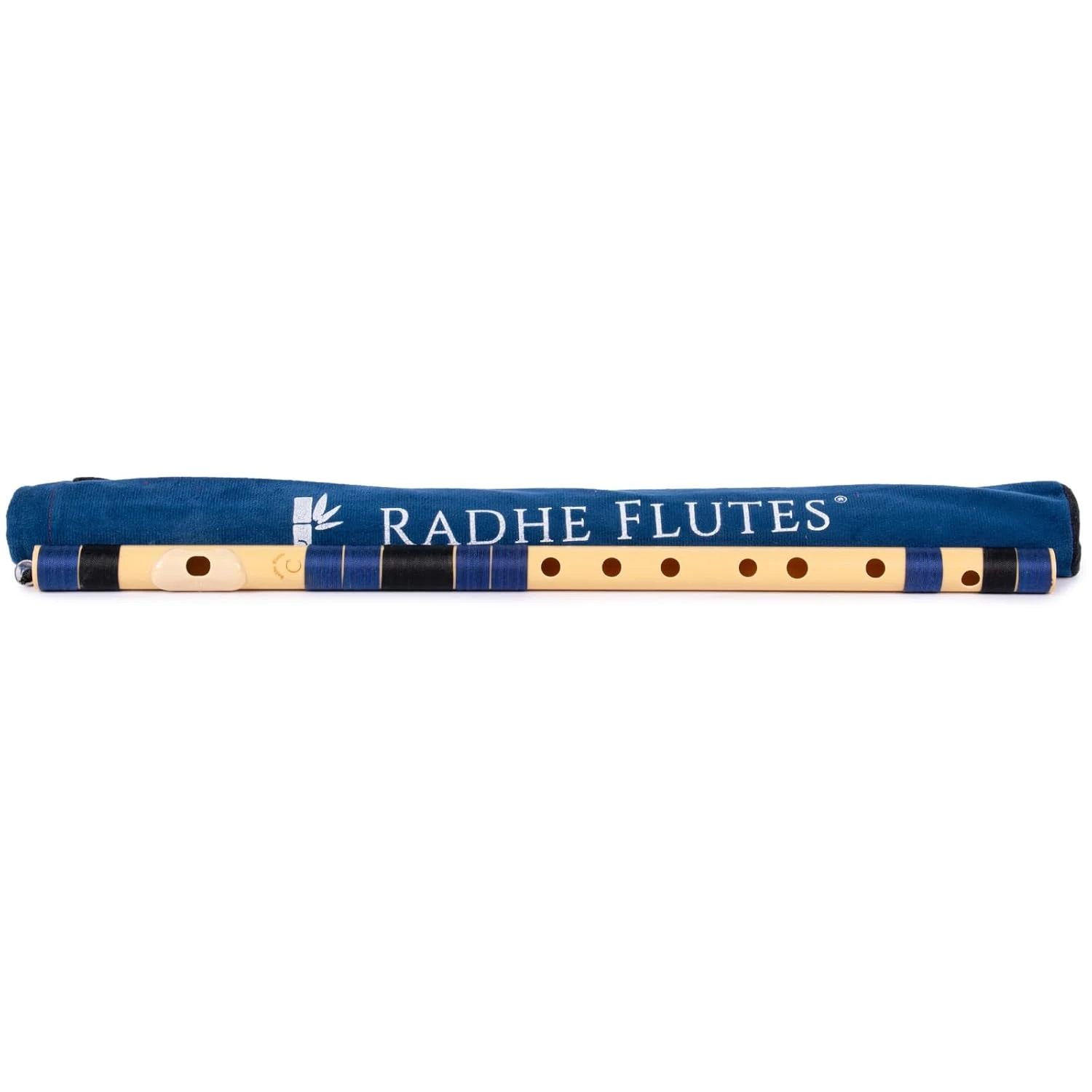 Radhe Flutes PVC Fiber C Natural Bansuri - Dark Blue & Black Threads + Free Course