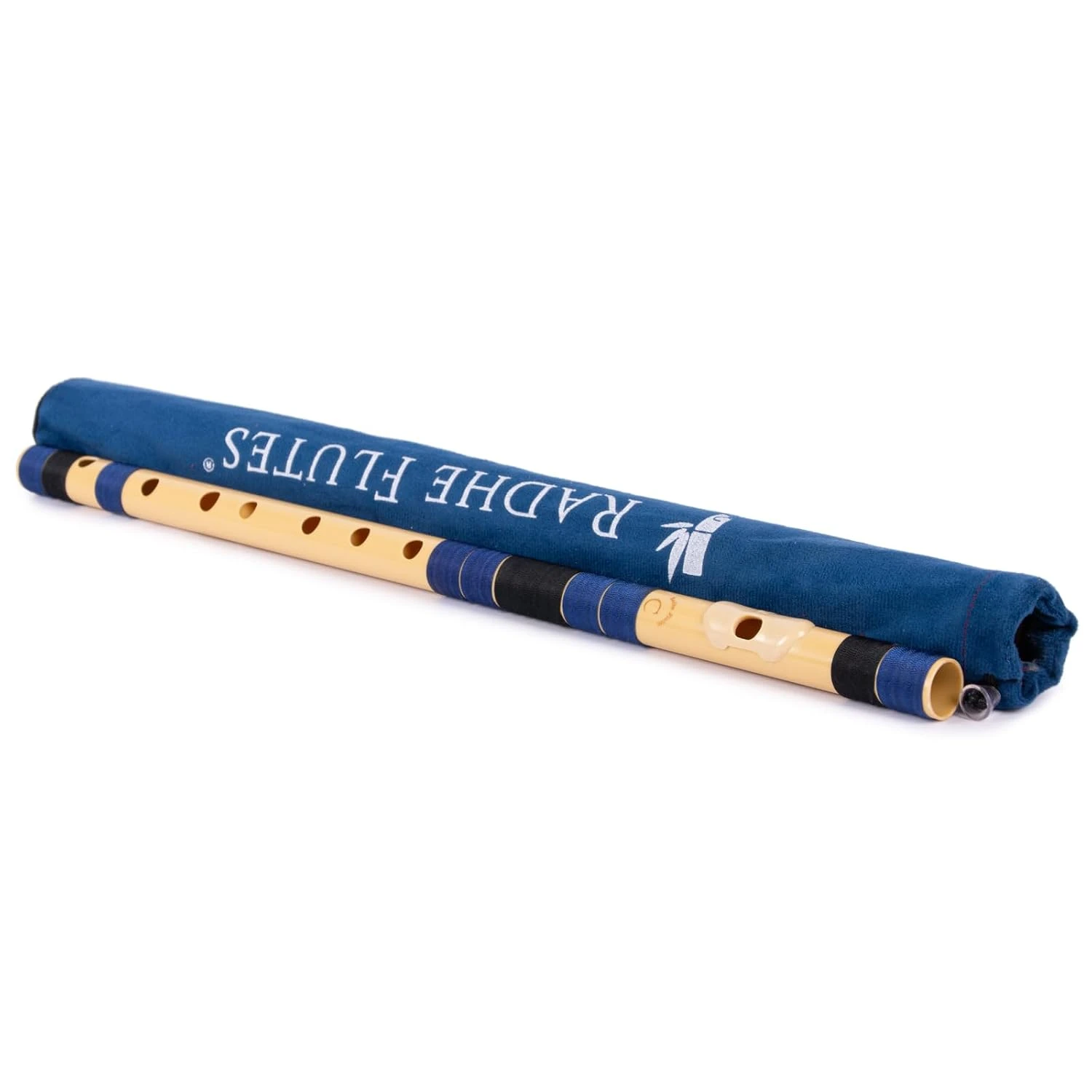 Radhe Flutes PVC Fiber C Natural Bansuri - Dark Blue & Black Threads + Free Course