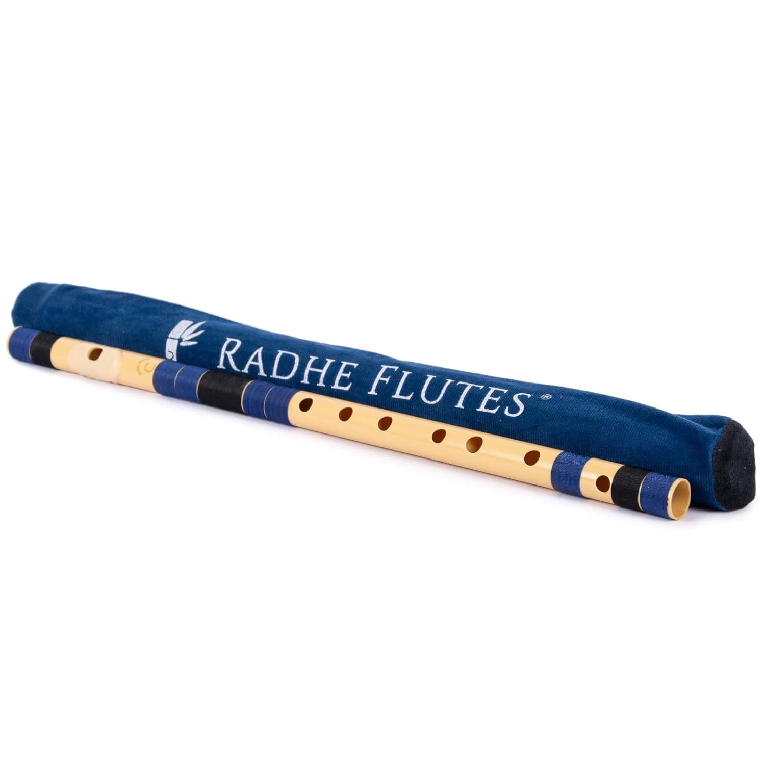 Radhe Flutes PVC Fiber C Natural Bansuri - Dark Blue & Black Threads + Free Course