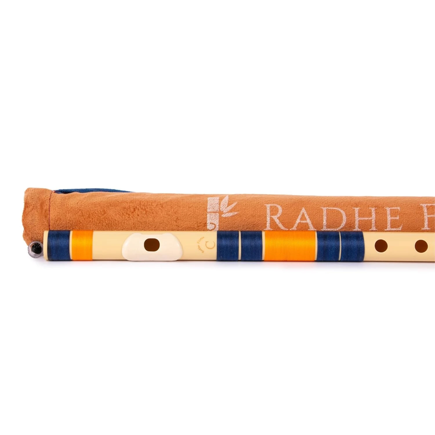 Radhe Flutes PVC Fiber C Natural Bansuri - Dark Blue & Orange Threads + Free Course
