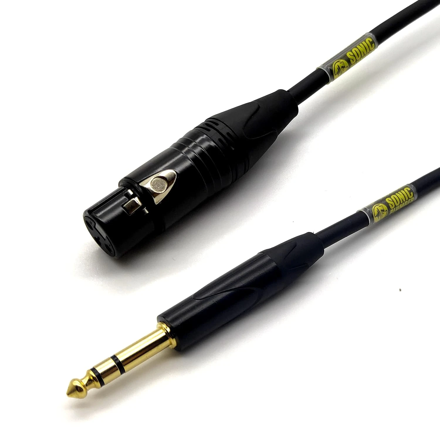 Sonic Plumber XLR Female to 6.35mm (1/4") TRS Balanced Cable with Cable Tie - Black & Gold (3m/9.84ft)