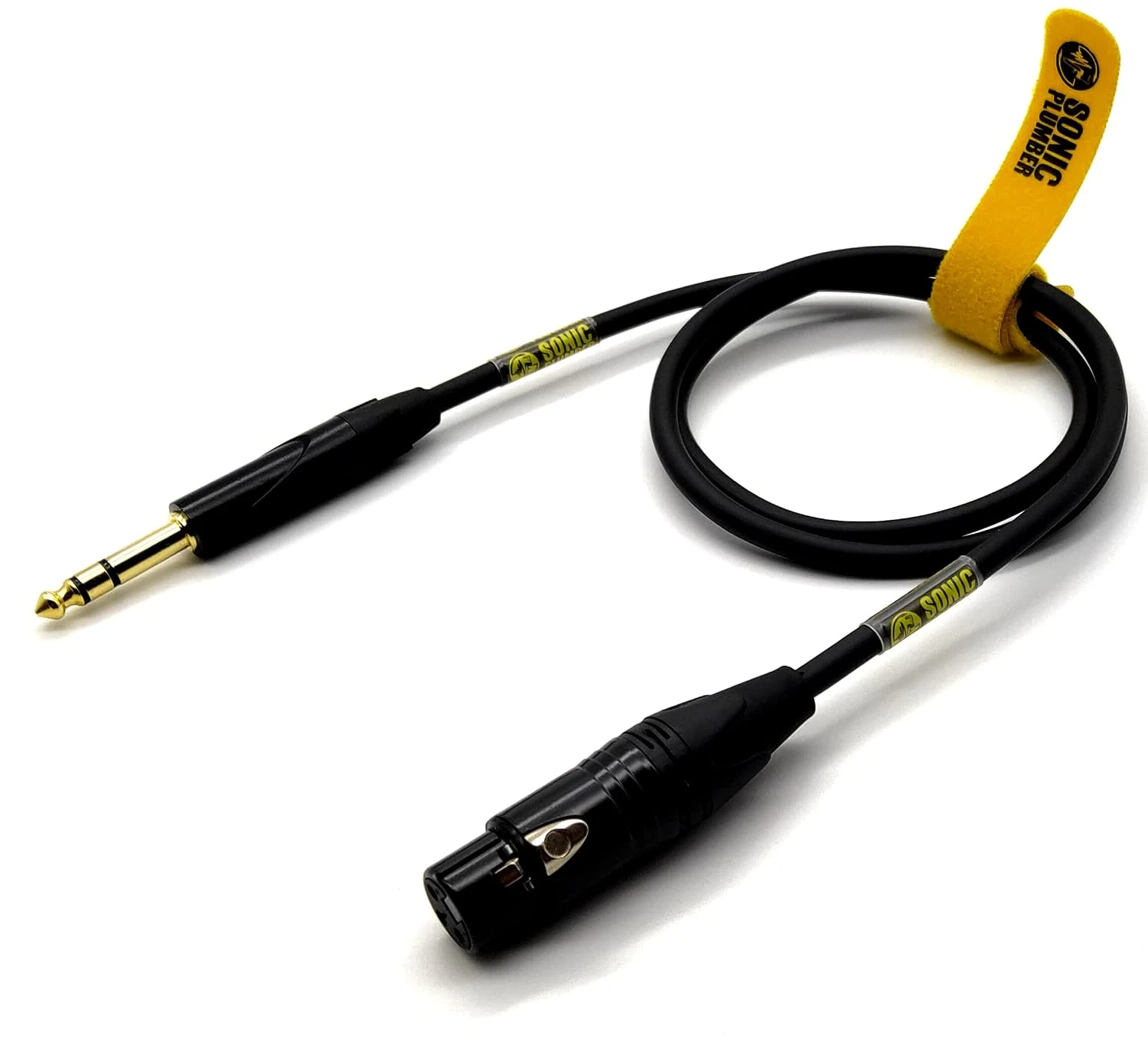 Sonic Plumber XLR Female to 6.35mm (1/4") TRS Balanced Cable with Cable Tie - Black & Gold (3m/9.84ft)