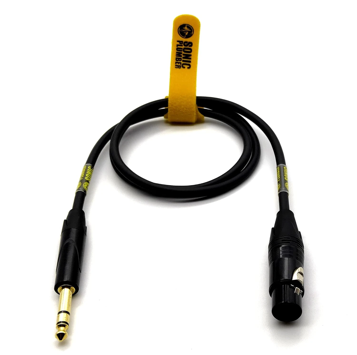 Sonic Plumber XLR Female to 6.35mm (1/4") TRS Balanced Cable with Cable Tie - Black & Gold (3m/9.84ft)