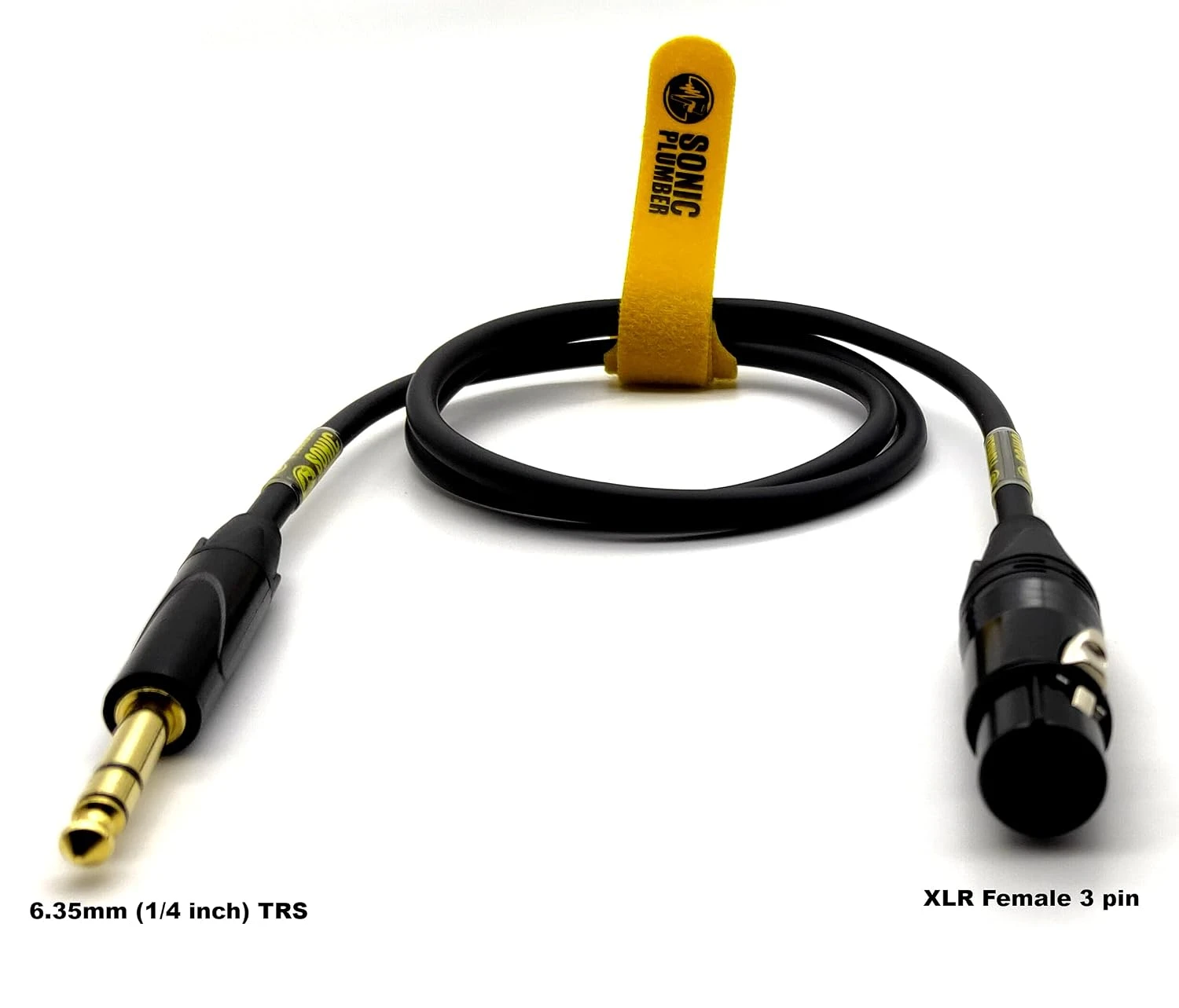 Sonic Plumber XLR Female to 6.35mm (1/4") TRS Balanced Cable with Cable Tie - Black & Gold (3m/9.84ft)