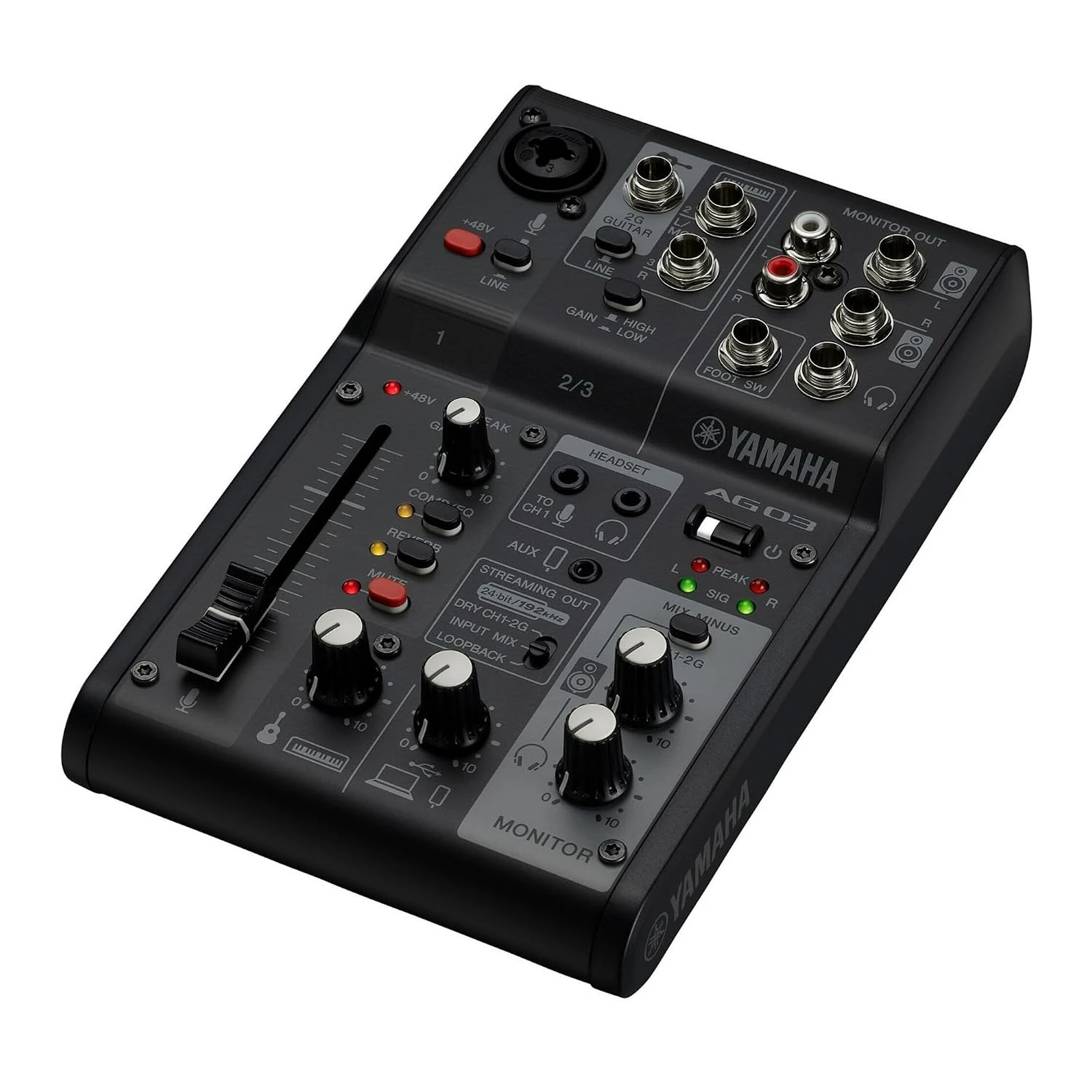 Yamaha AG03 MK2 3-Channel Live Streaming Loopback Mixer/Interface - Black