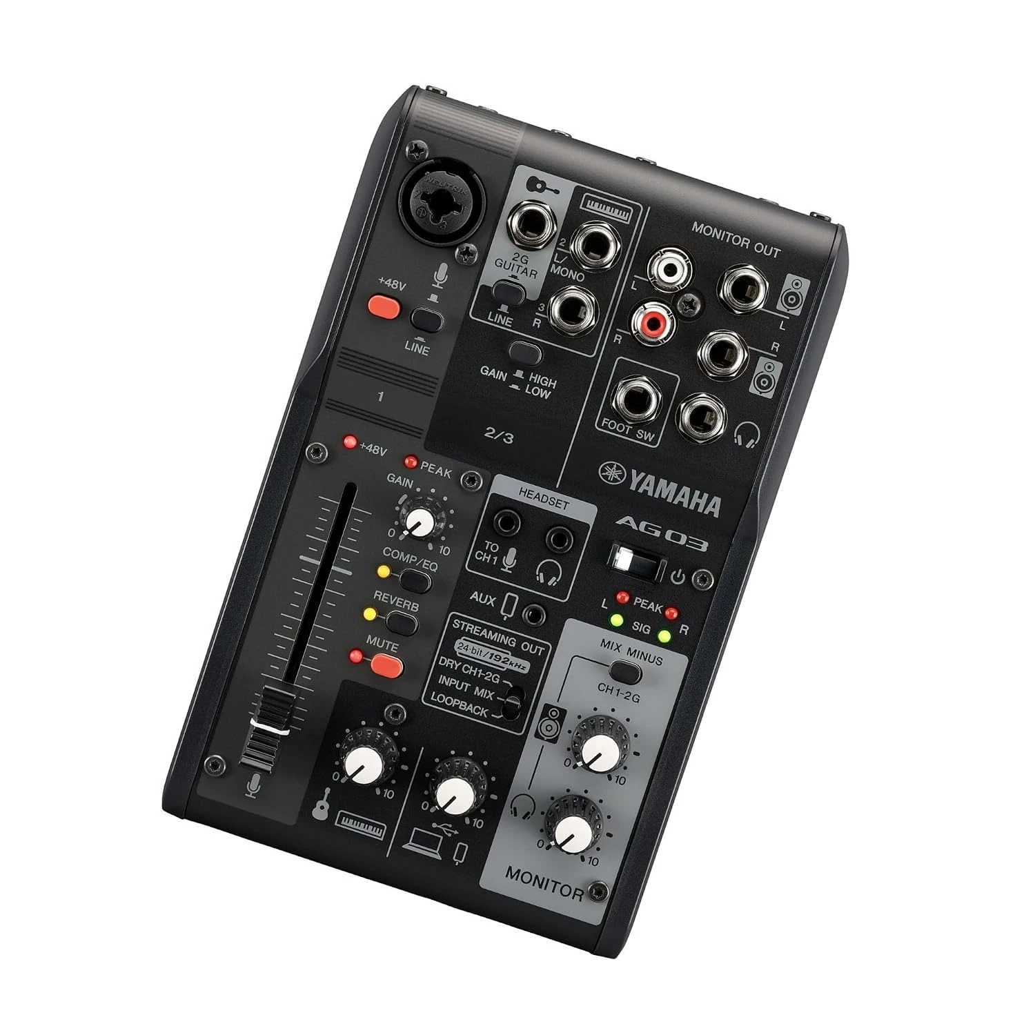Yamaha AG03 MK2 3-Channel Live Streaming Loopback Mixer/Interface - Black