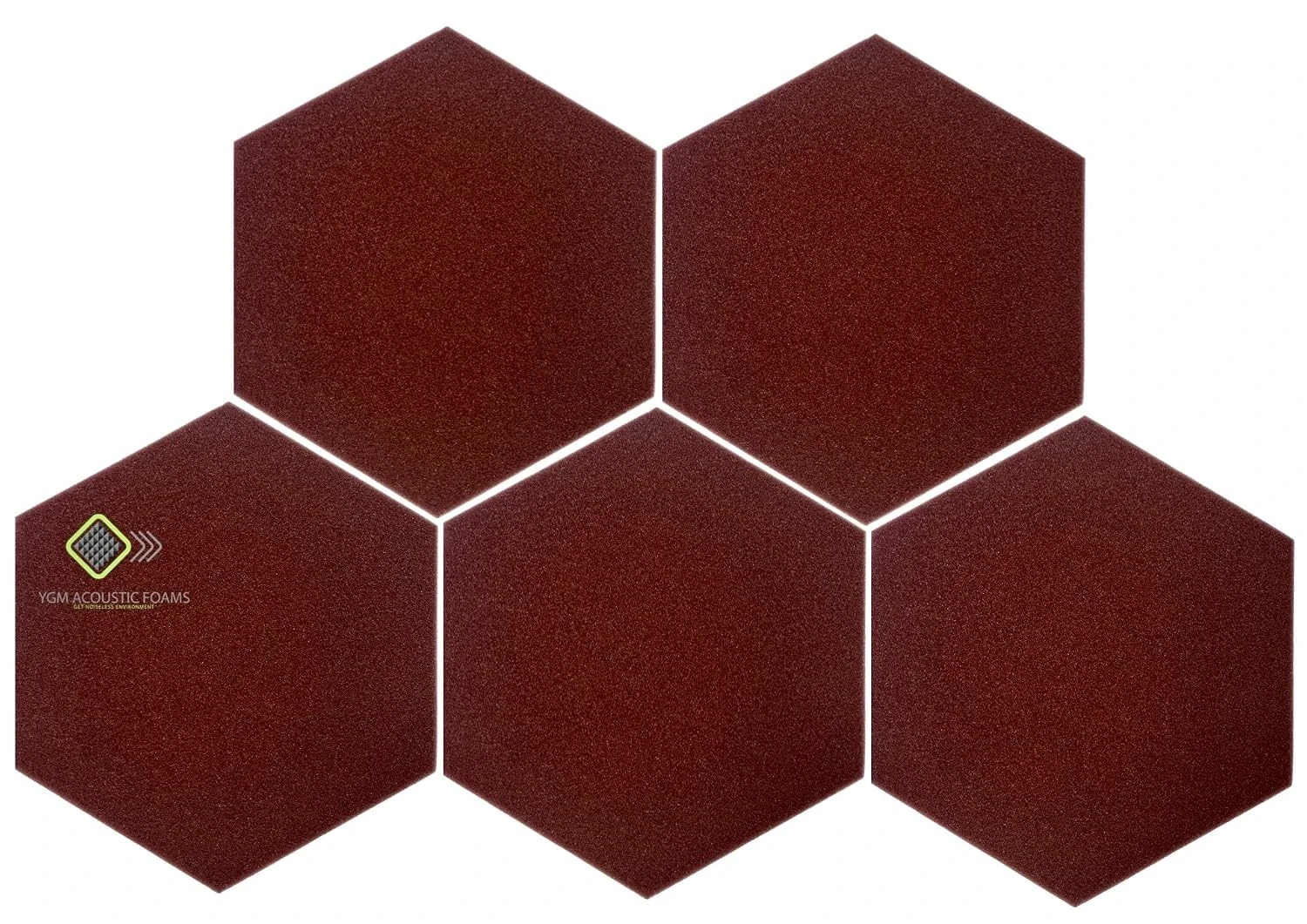 YGM Acoustic Foams Hexagon Acoustic Foam Panels 12x12x1 Inch - Coffee Brown (Set of 5)