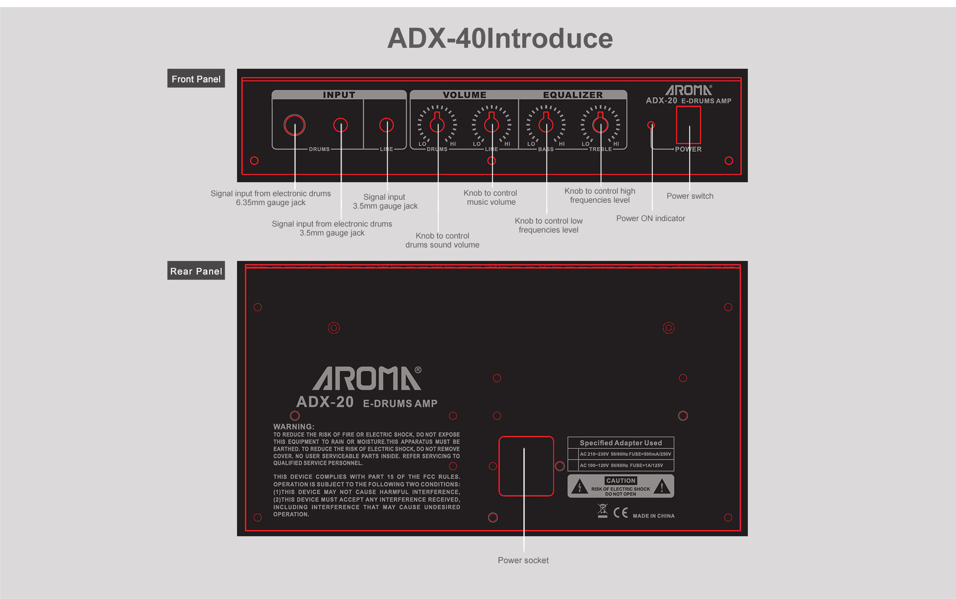 Aroma ADX 20 E Drum Amplifier