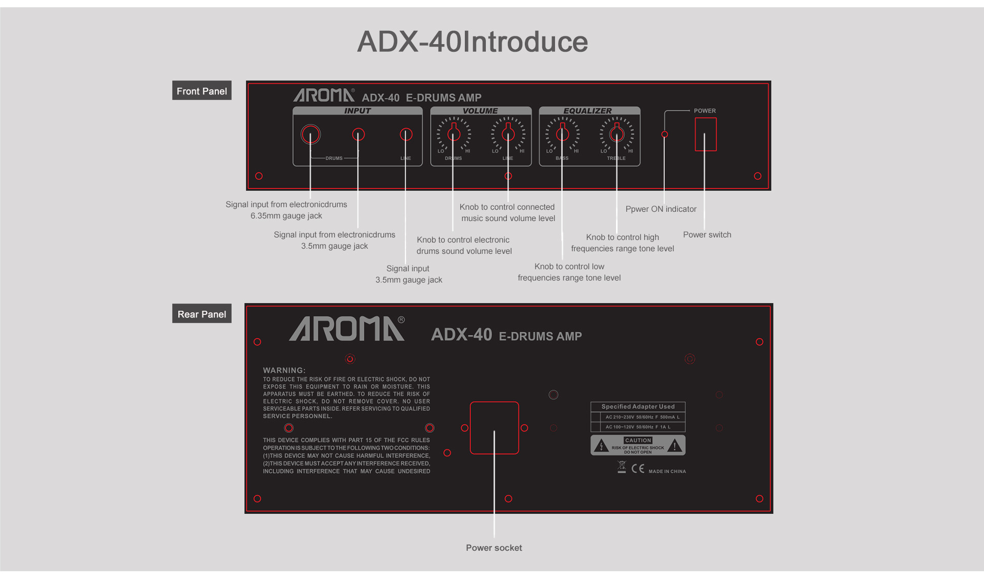 Aroma ADX 40 E Drum Amplifier