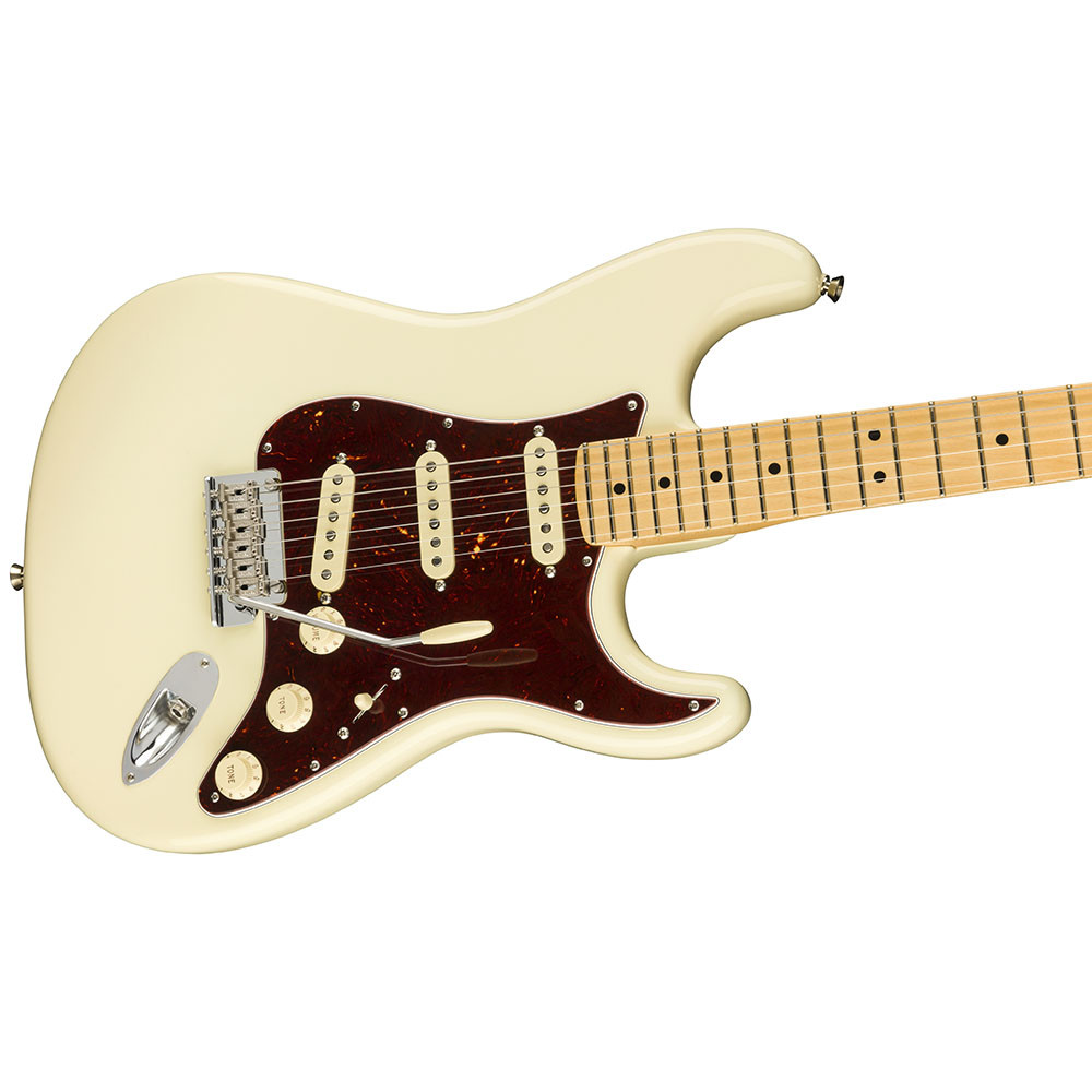 Fender 0113902705 AM Pro II Strat Maple Olympic White Electric Guitar