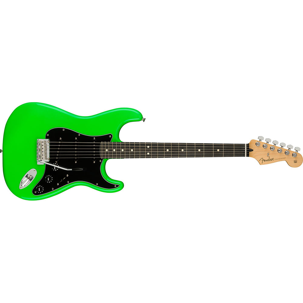 Fender 0144612533 Player Strat LTD Ebony Neon Green Electric Guitar