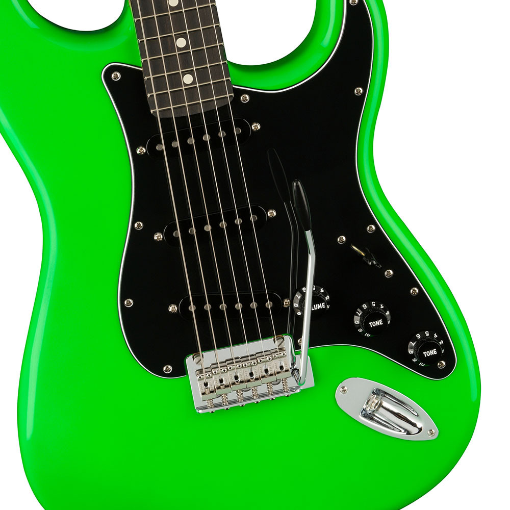 Fender 0144612533 Player Strat LTD Ebony Neon Green Electric Guitar