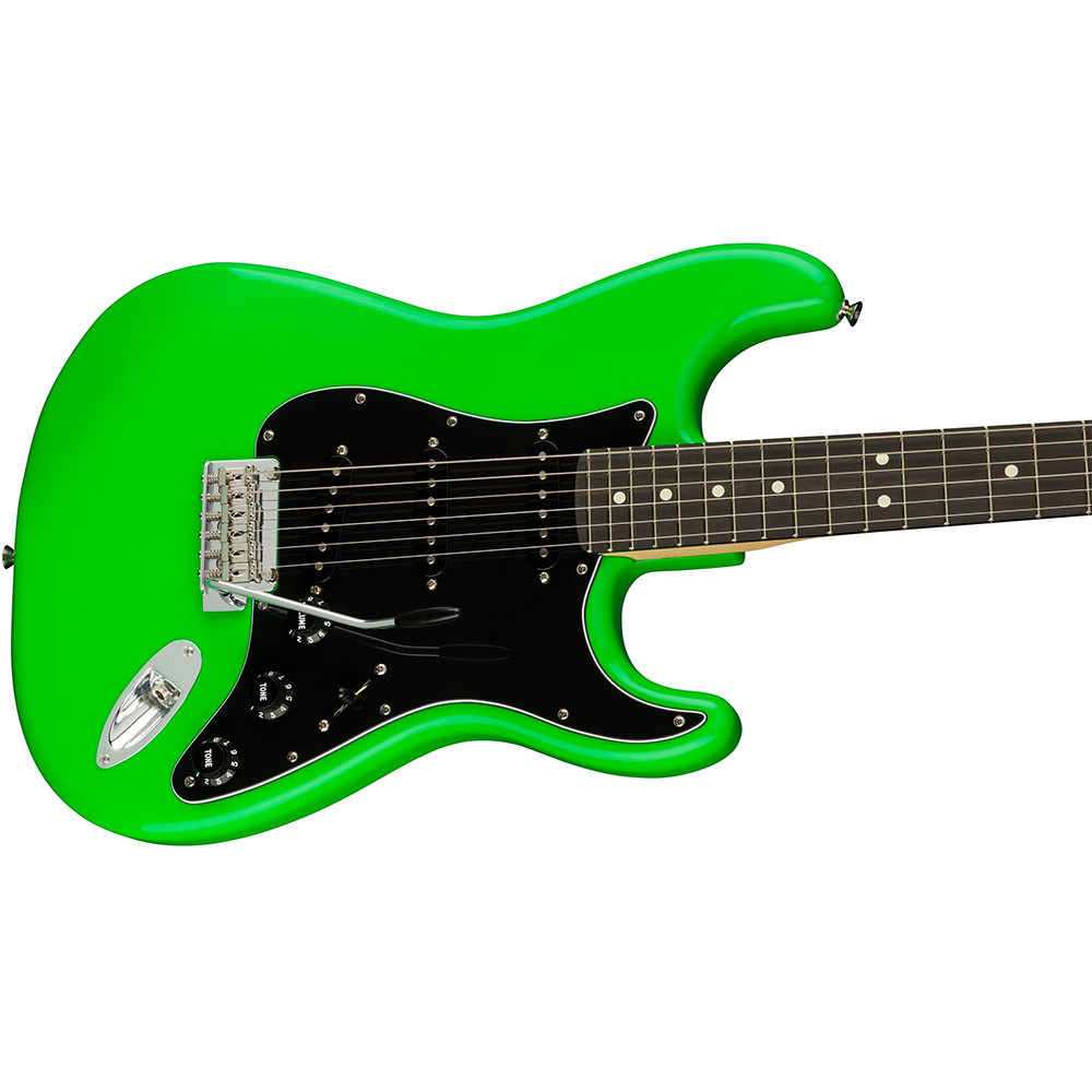 Fender 0144612533 Player Strat LTD Ebony Neon Green Electric Guitar
