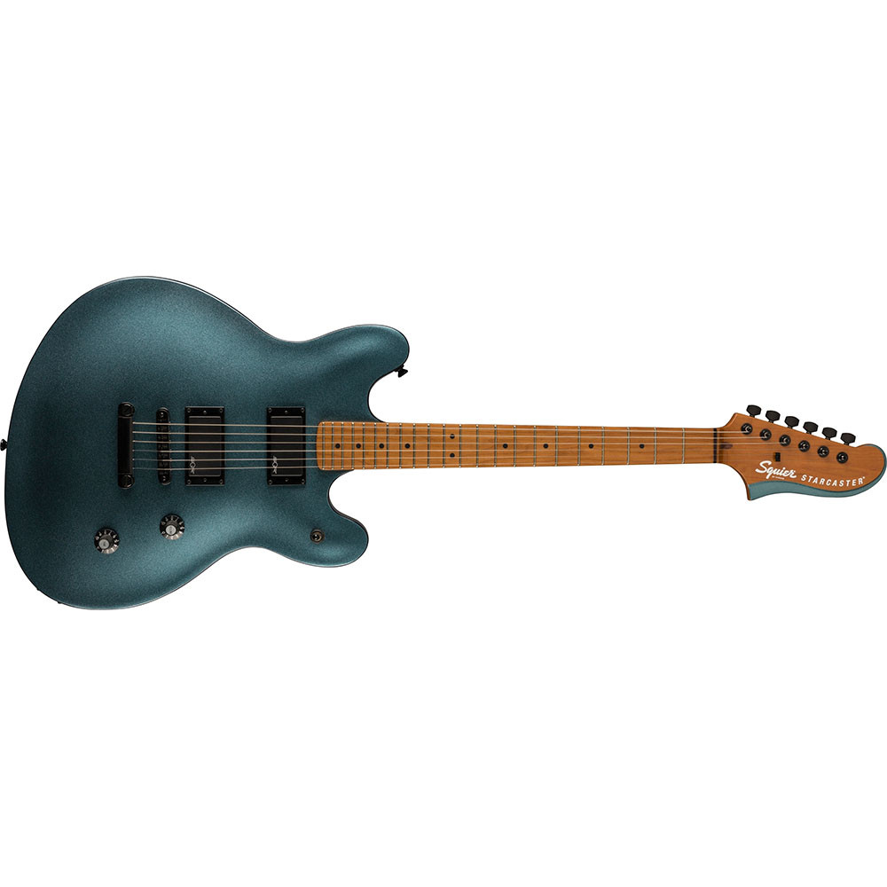 Fender 0370471568 Squier Contemporary Active Starcaster Roasted Maple Neck Gunmetal Metallic Electric Guitar