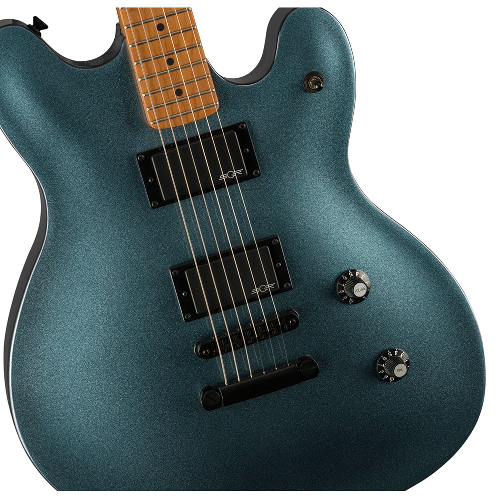 Fender 0370471568 Squier Contemporary Active Starcaster Roasted Maple Neck Gunmetal Metallic Electric Guitar