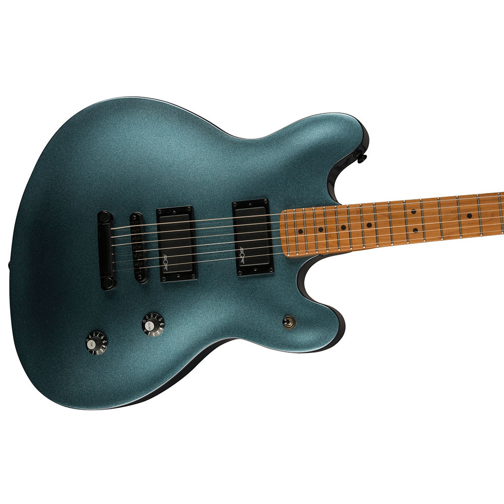 Fender 0370471568 Squier Contemporary Active Starcaster Roasted Maple Neck Gunmetal Metallic Electric Guitar