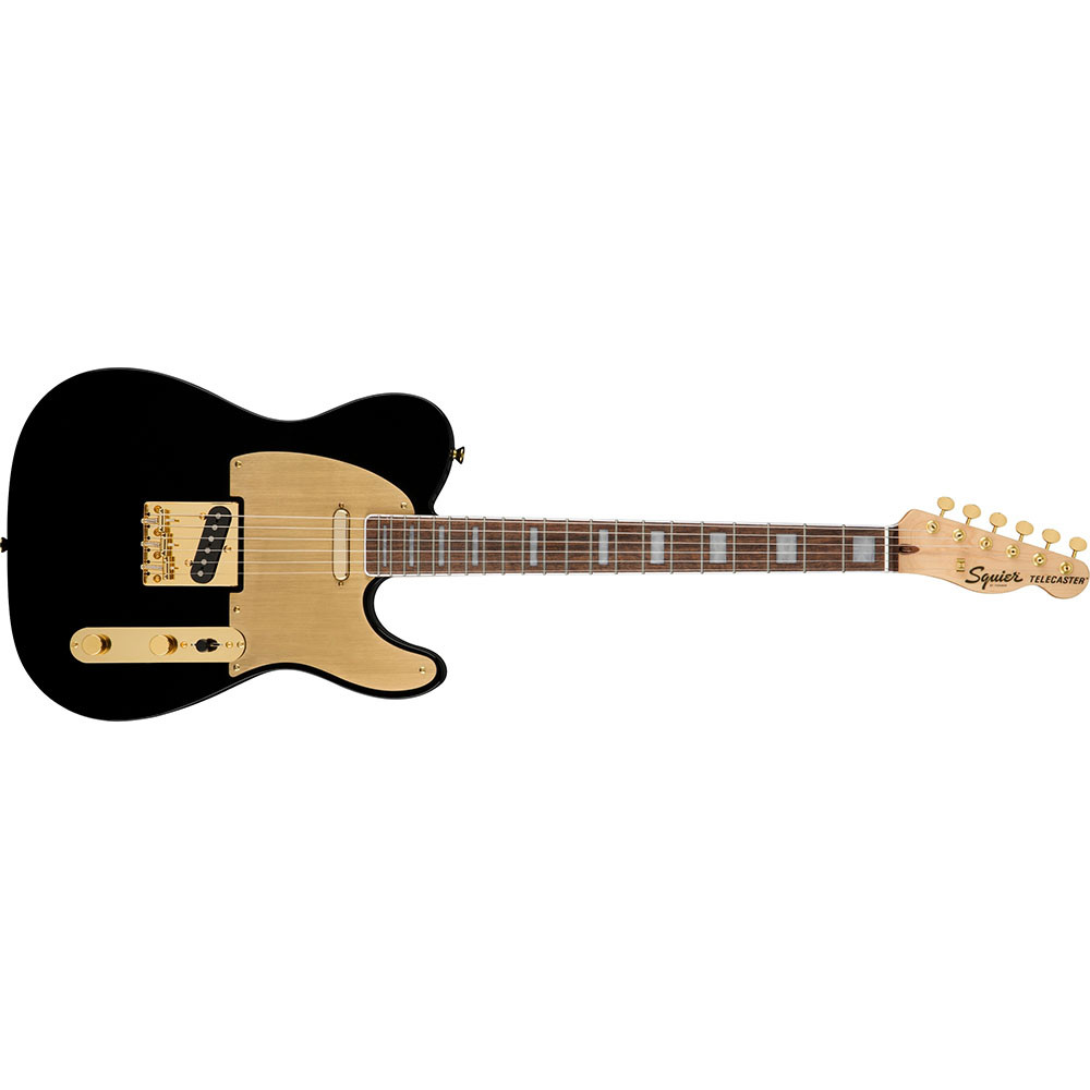 Fender 0379400506 Squier 40th Anniversary Telecaster Gold Edition Black Electric Guitar