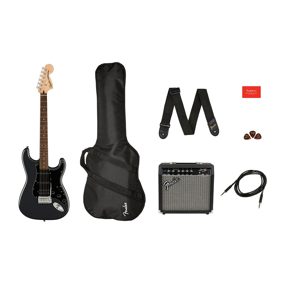 Fender 0372821469 Squier Affinity Strat HSS Pack Charcoal Frost Metallic Electric Guitar