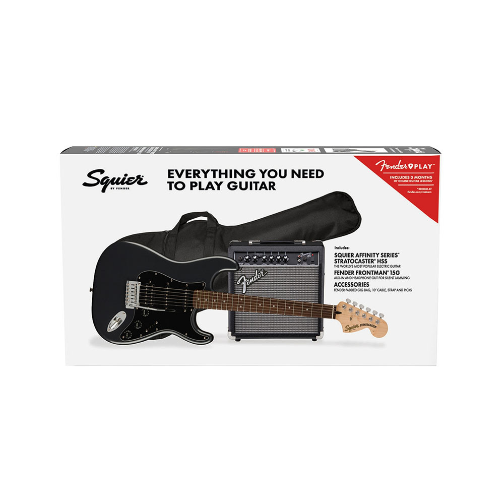 Fender 0372821469 Squier Affinity Strat HSS Pack Charcoal Frost Metallic Electric Guitar