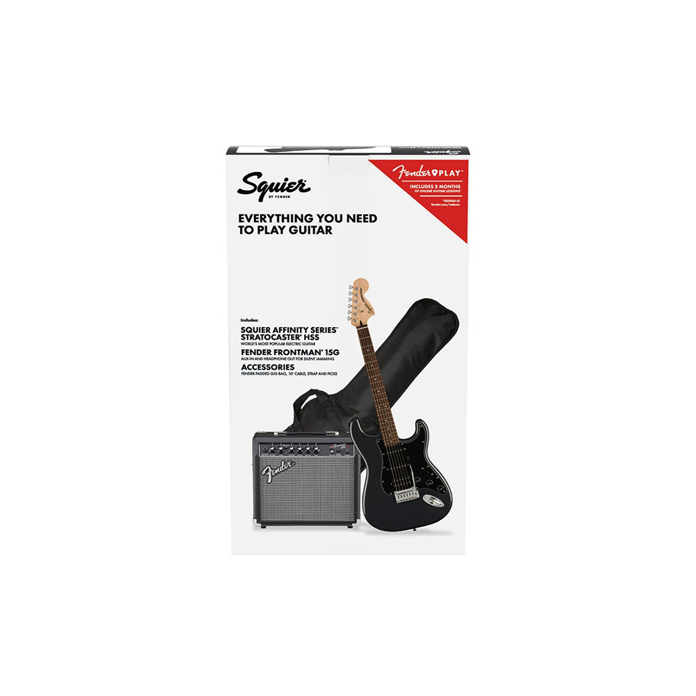 Fender 0372821469 Squier Affinity Strat HSS Pack Charcoal Frost Metallic Electric Guitar