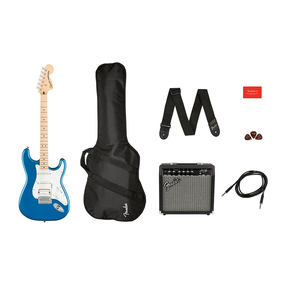 Fender 0372820402 Squier Affinity Strat HSS Pack Maple Lake Placid Blue Electric Guitar