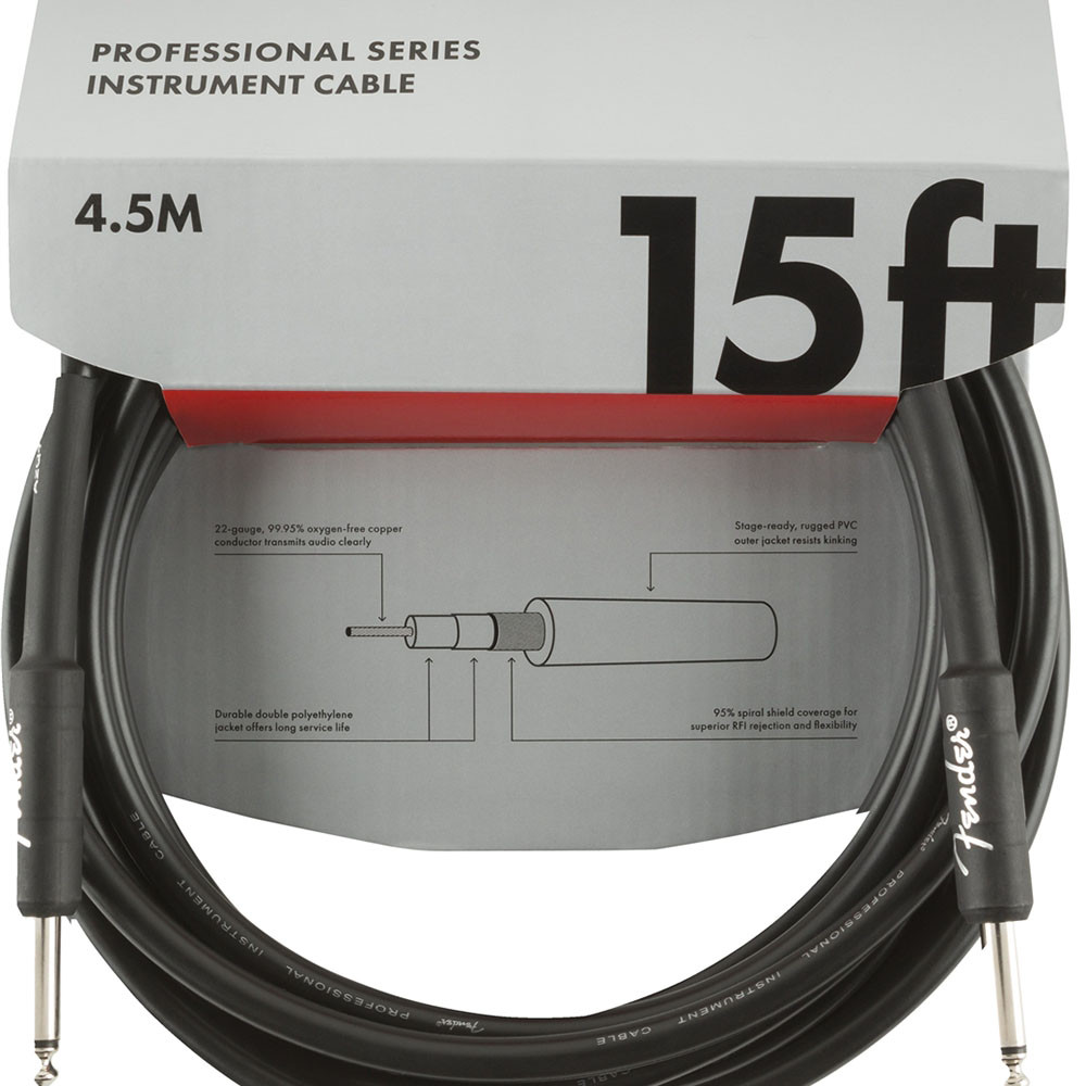 Fender 0990820021 Instrument Cable Professional Series 15Ft Black