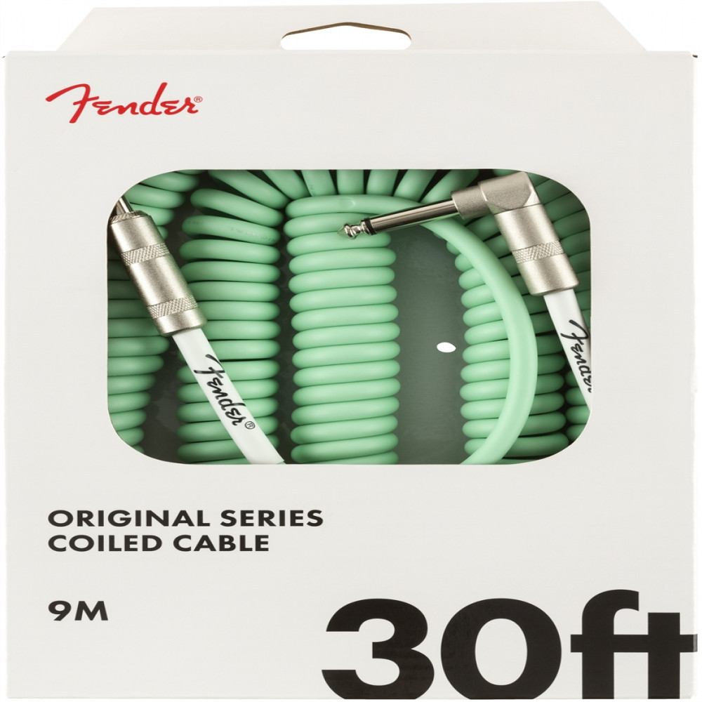 Fender 0990823007 Instrument Cable Original Series Coiled Straight-Angle 30Ft Surf Green