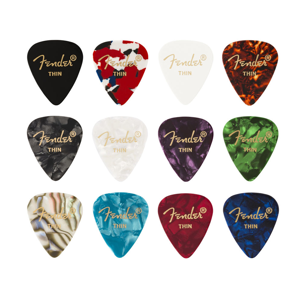 Fender 0980300100 Guitar Picks 351 Celluloid Medley Thin Pack 12