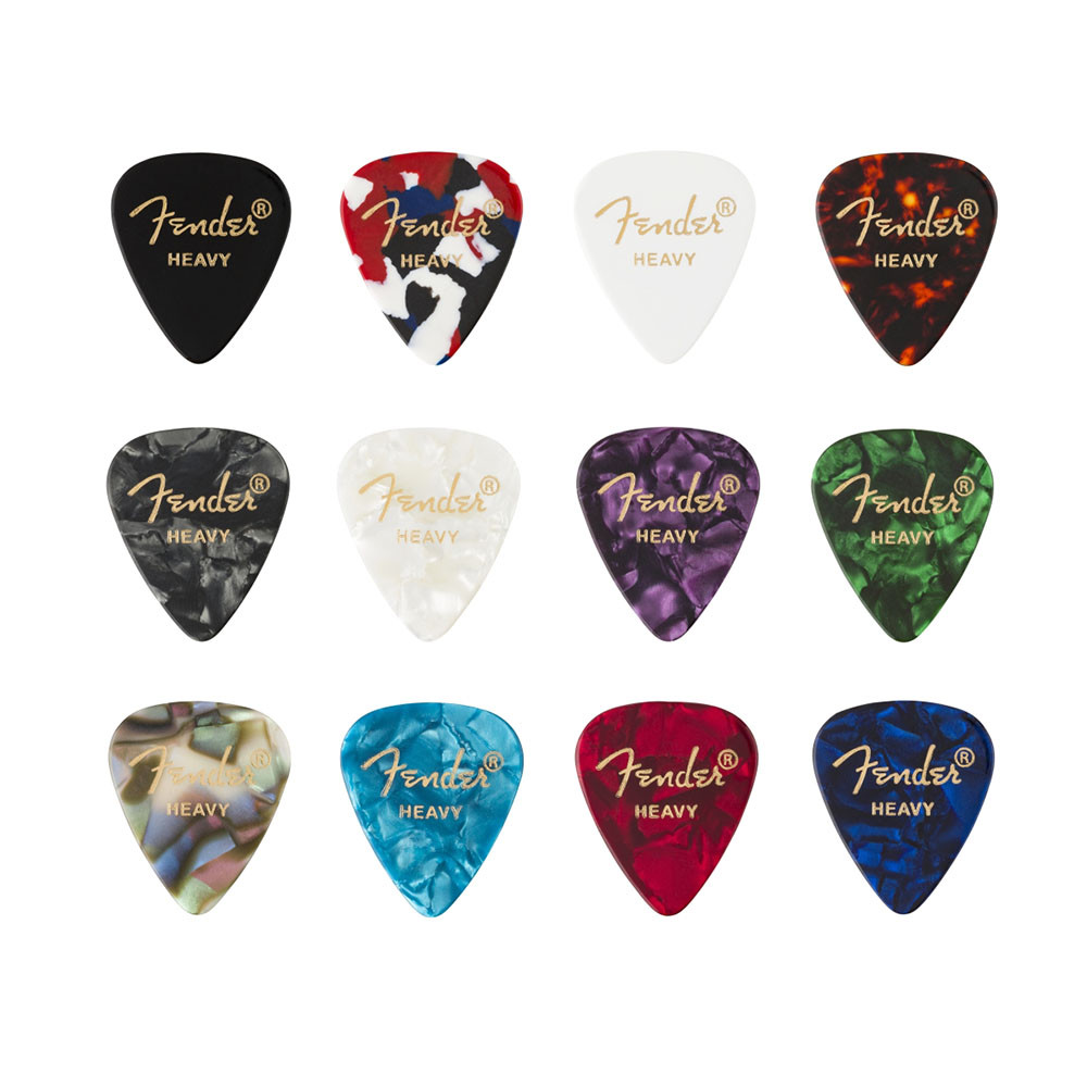 Fender 0980300500 Guitar Picks 351 Celluloid Medley Heavy Pack 12