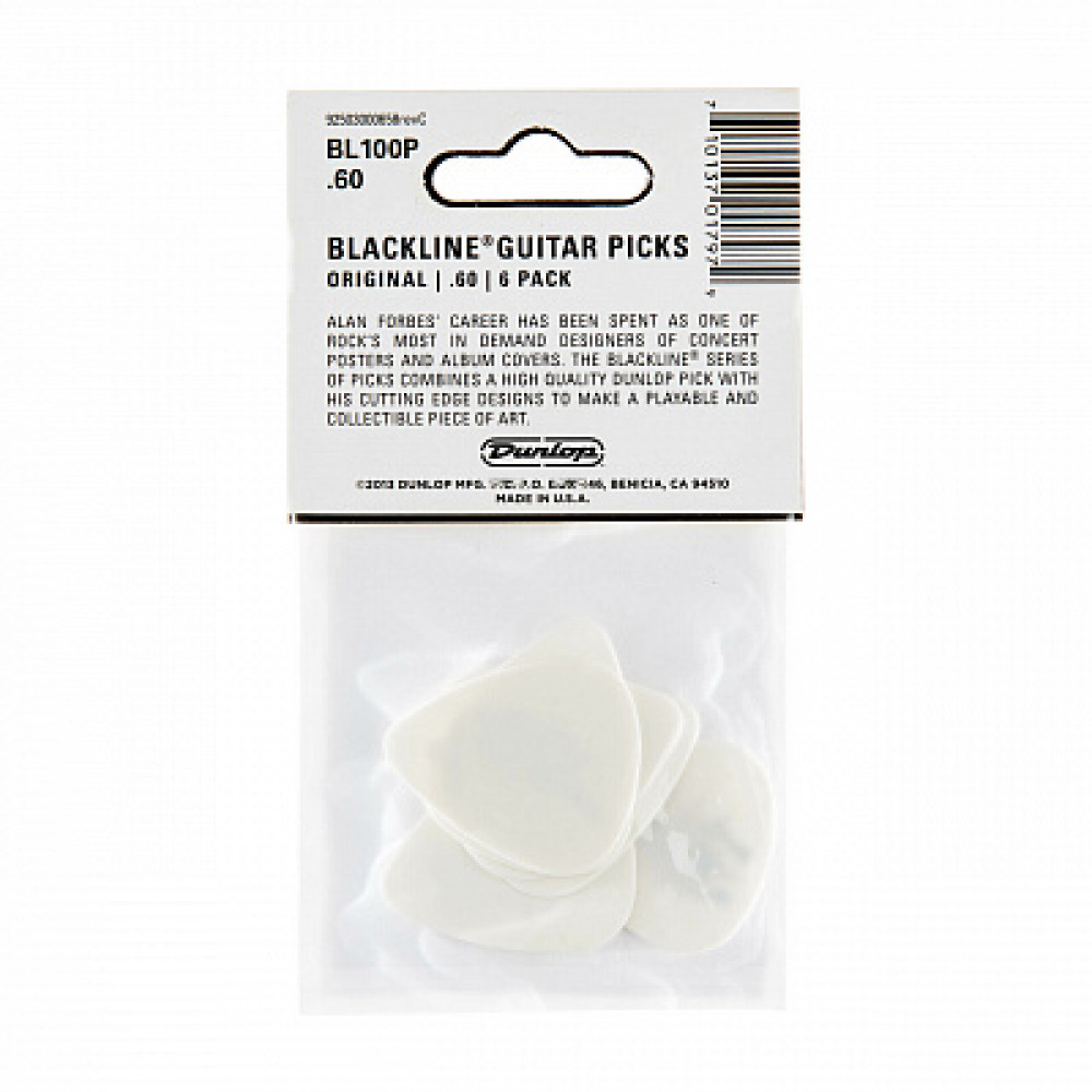 Dunlop BL100P060 Guitar Pick Blackline Standard Forbes S1 .60mm (6 PK)