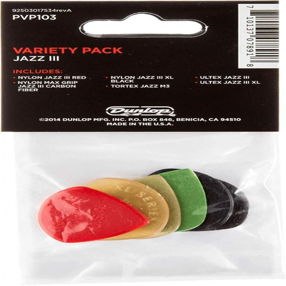 Dunlop PVP103 Guitar Pick Variety Pack Jazz III (6 PK)