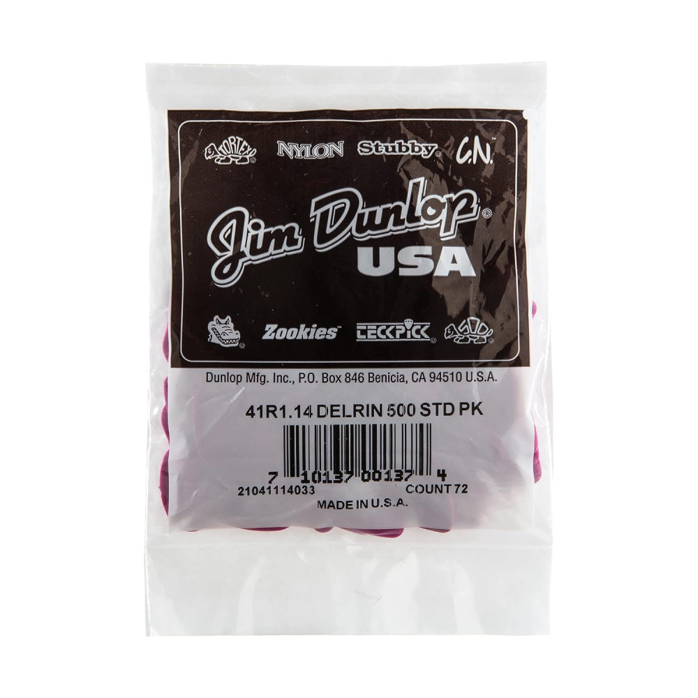 Dunlop 41R114 Guitar Pick Delrin 500 1.14mm (72 PK)