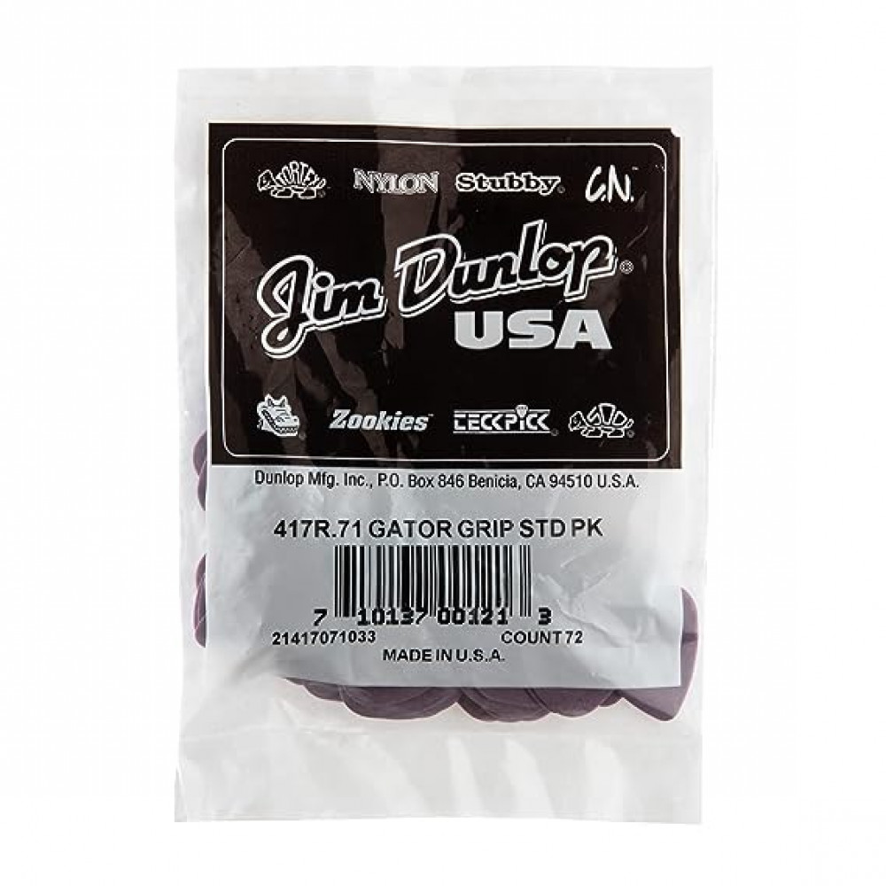 Dunlop 417R071 Guitar Pick Gator Grip Standard .71mm (72 PK)