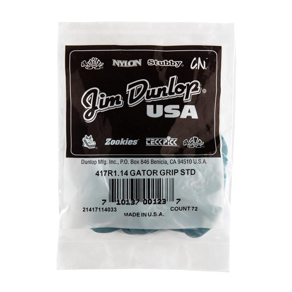 Dunlop 417R114 Guitar Pick Gator Grip Standard 1.14mm (72 PK)