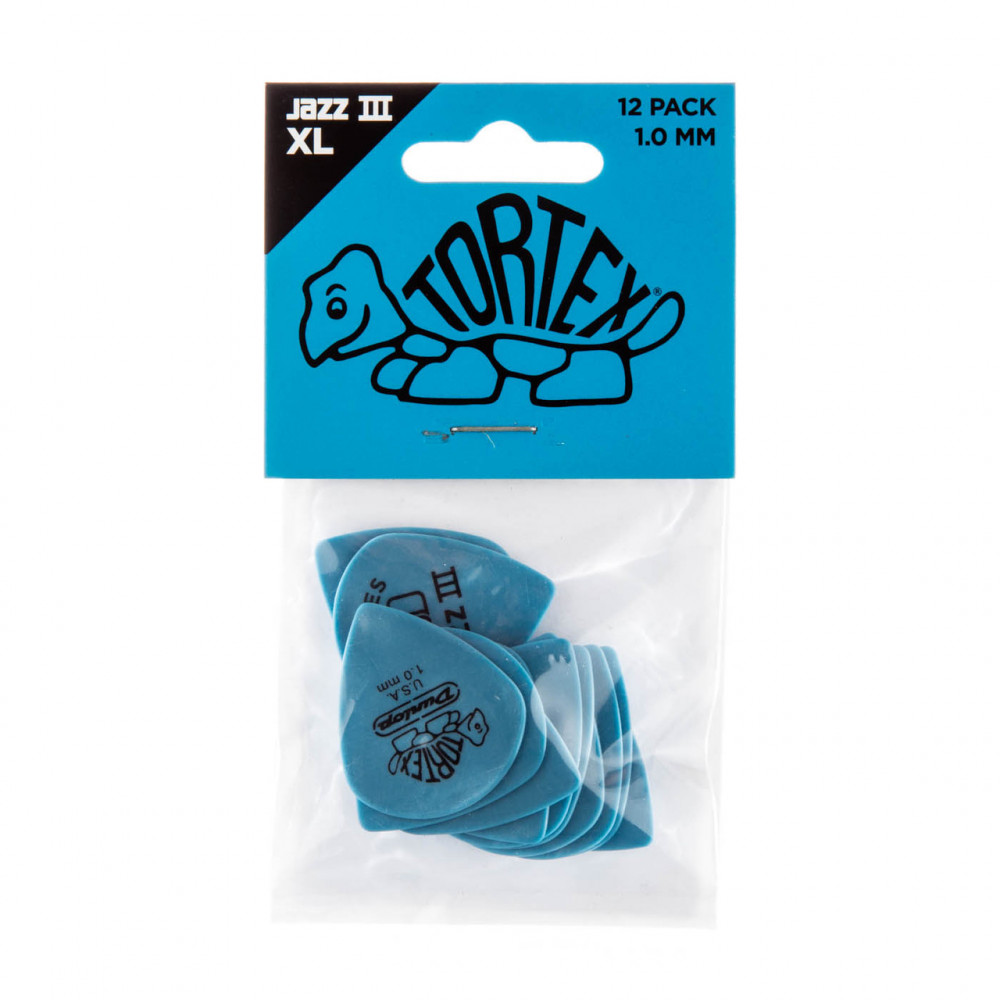 Dunlop 498P100 Guitar Pick Tortex Jazz III XL 1mm (12 PK)