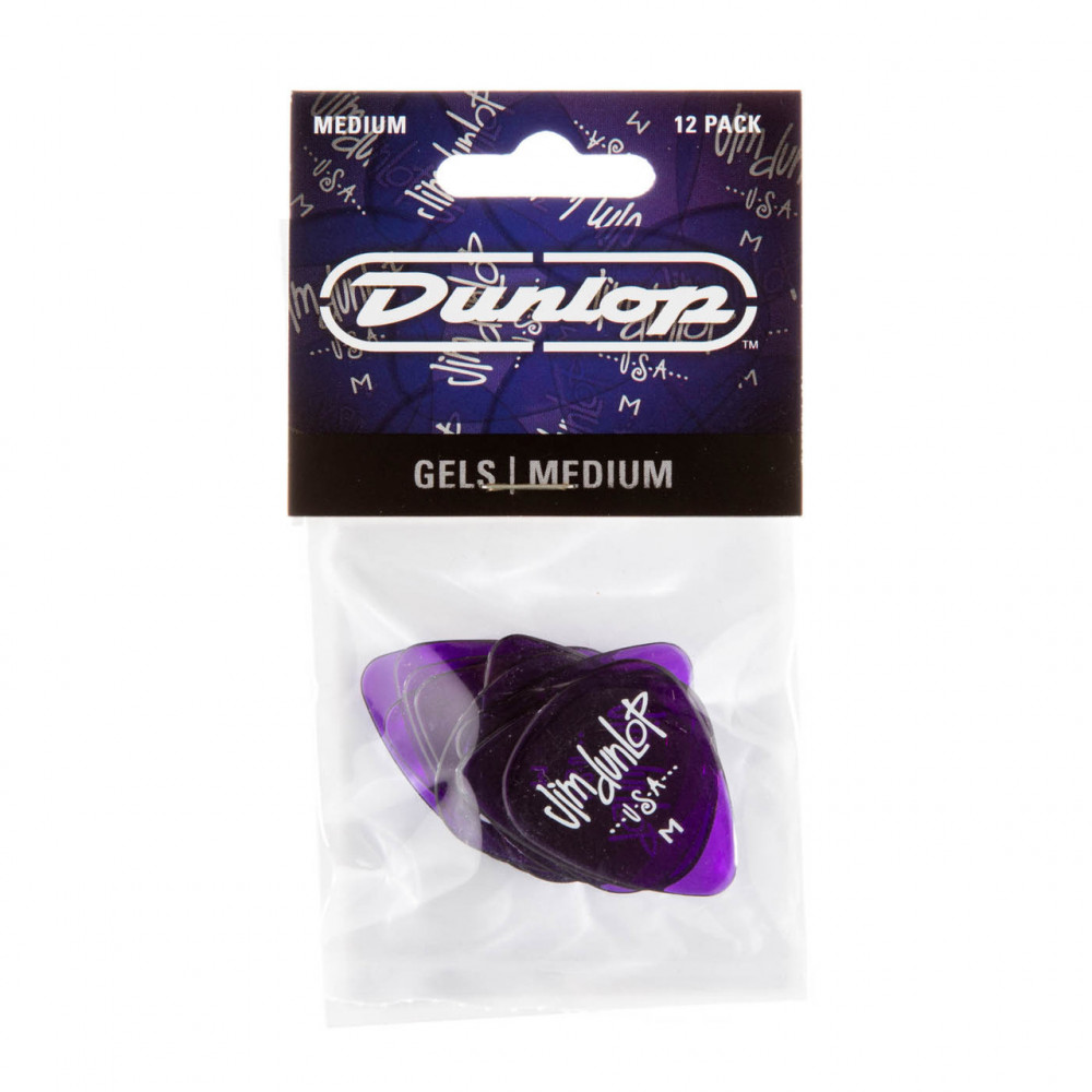Dunlop 486PMD Guitar Pick Gels Purple- Medium (12 PK)