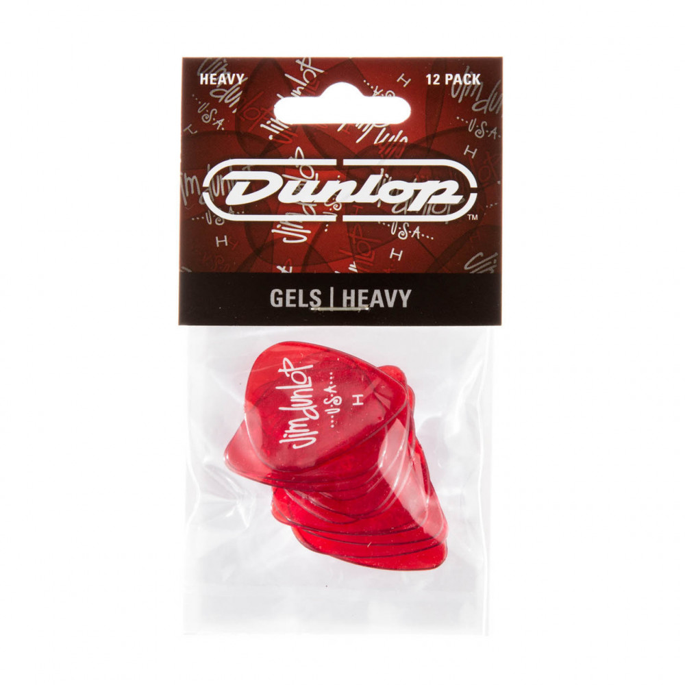 Dunlop 486PHV Guitar Pick Gels Red- Heavy (12 PK)
