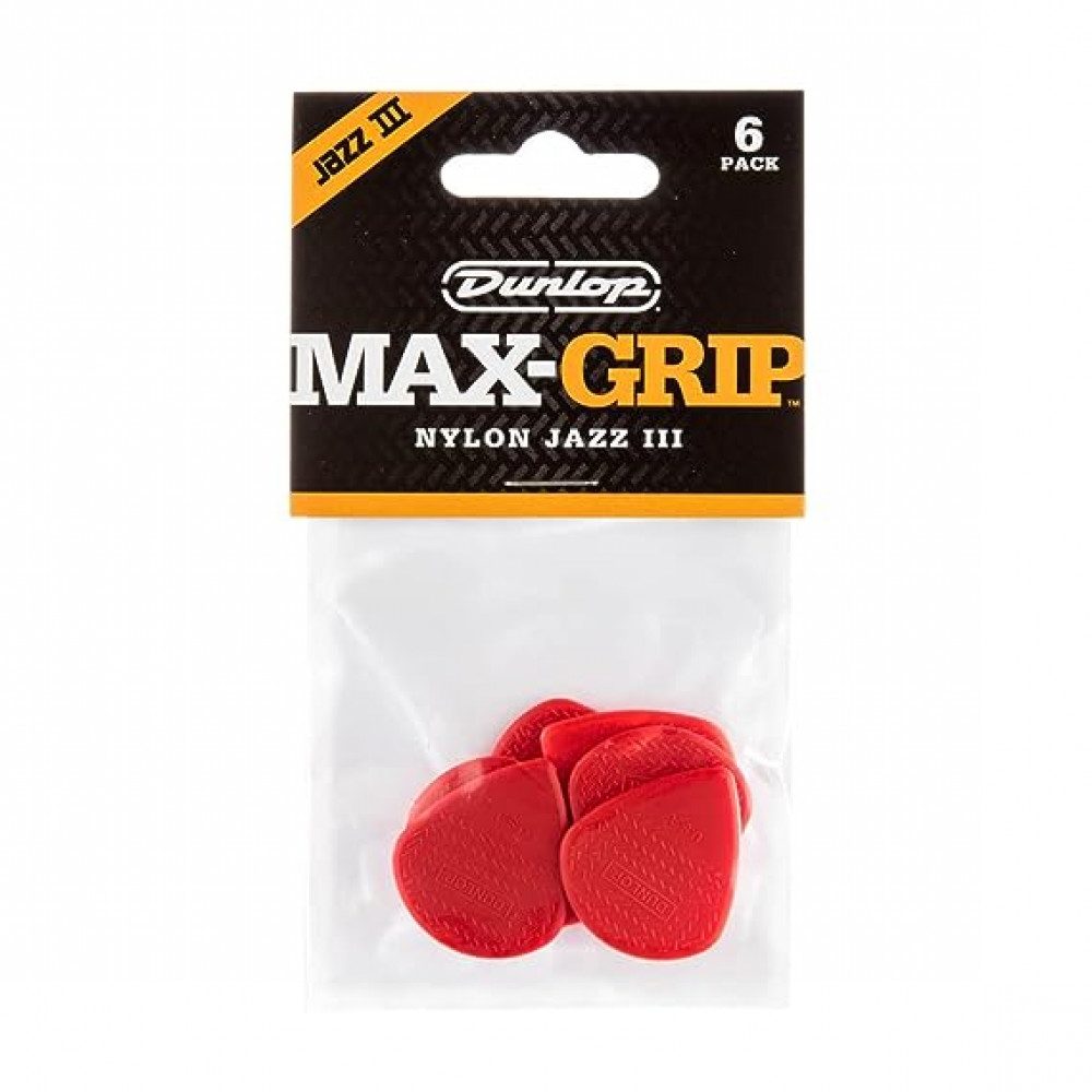 Dunlop 471R3N Guitar Pick Nylon Max Grip Jazz III (24 PK)