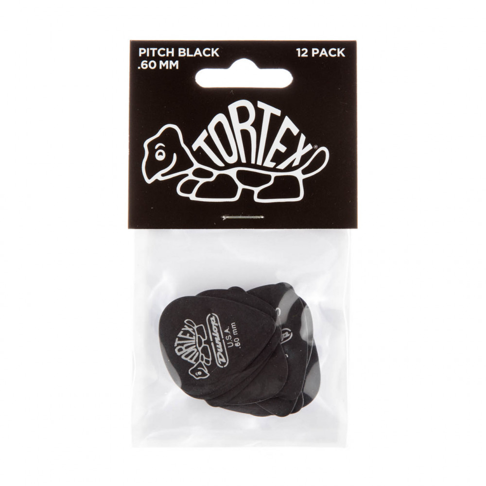 Dunlop 488R060 Guitar Pick Tortex Pitch Black Standard .60mm (72 PK)