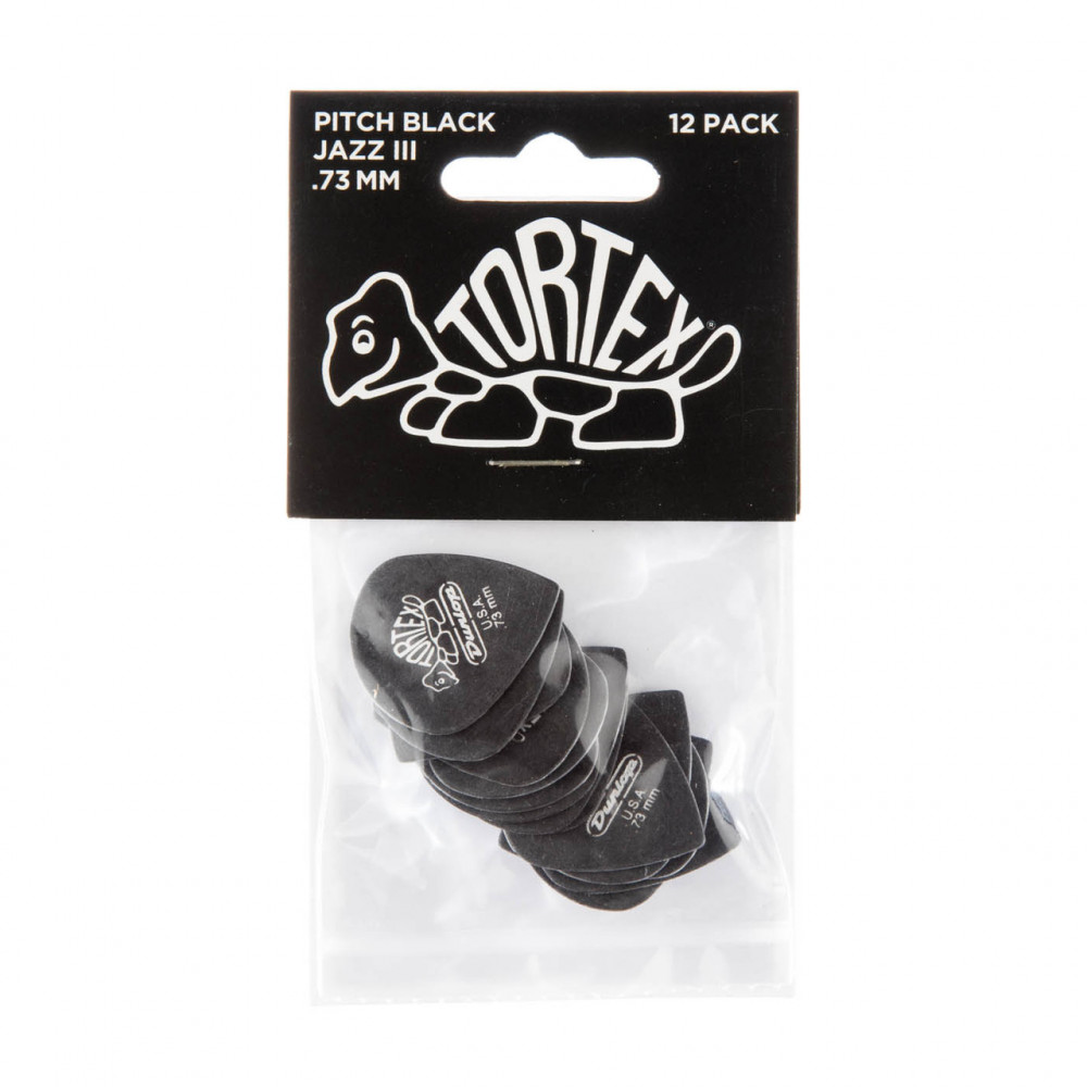 Dunlop 482R073 Guitar Pick Tortex Pitch Black Jazz III .73mm (72 PK)