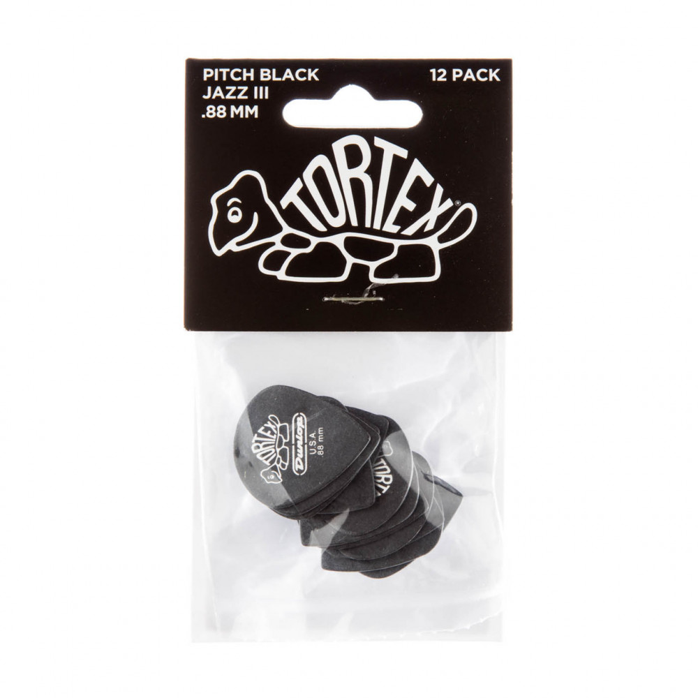 Dunlop 482R088 Guitar Pick Tortex Pitch Black Jazz III .88mm (72 PK)