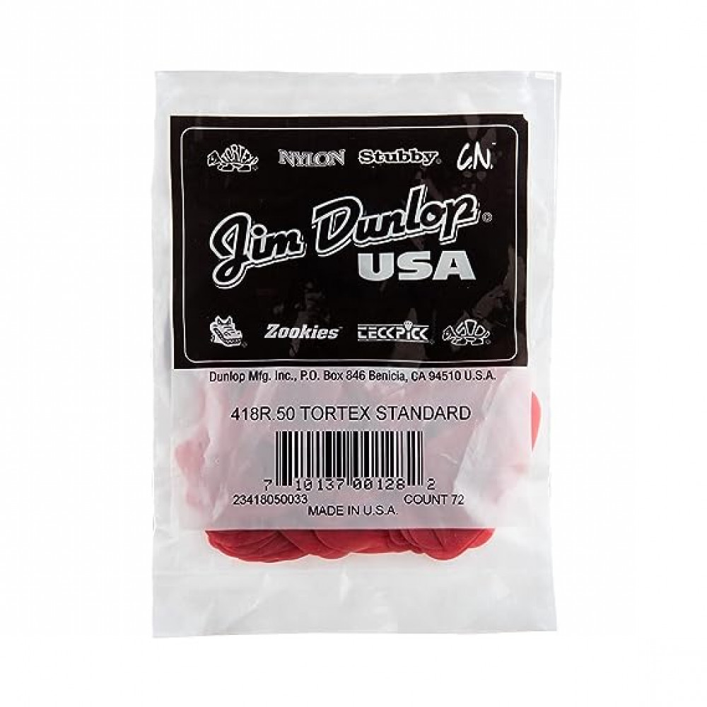Dunlop 418R050 Guitar Pick Tortex Standard .50mm (72 PK)