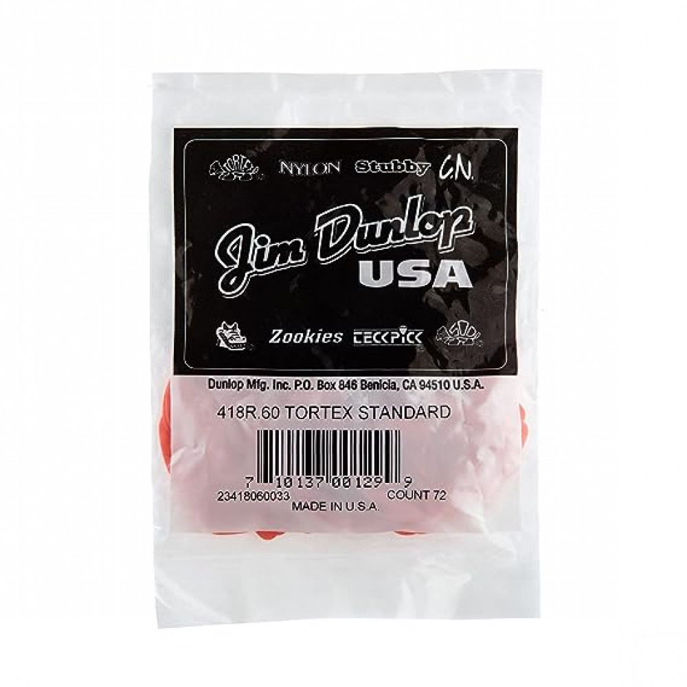 Dunlop 418R060 Guitar Pick Tortex Standard .60mm (72 PK)