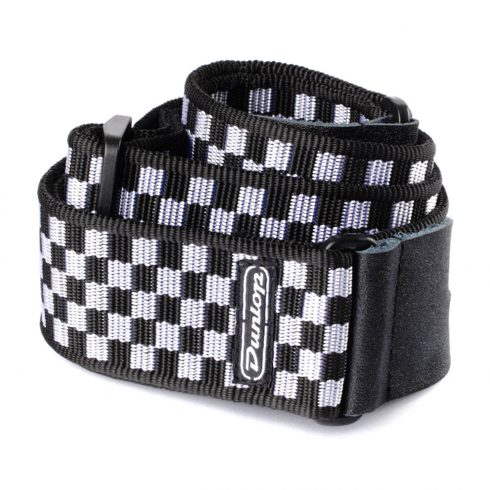 Dunlop D38-31BK Guitar Strap Classic Check Black/White